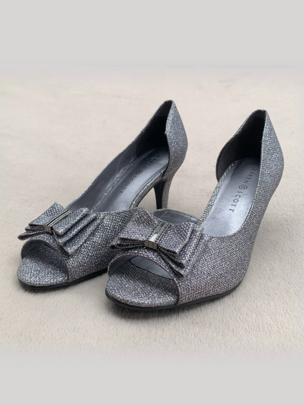 Karen Scott Destinaa Glitter Open Toe Heels Sz8